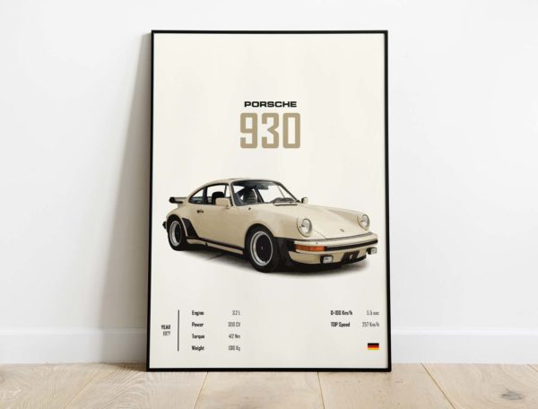 Porsche 930 - Sports Car Poster Print