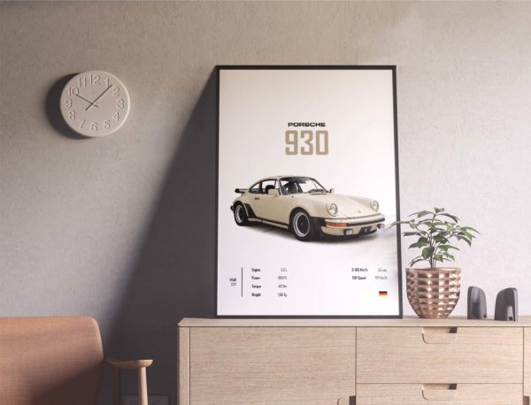 Porsche 930 - Sports Car Poster Print - Image 2